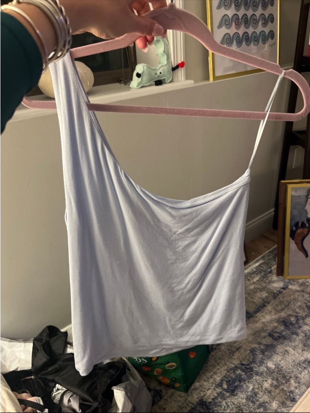 J. Crew Light Blue One-Shoulder Tank